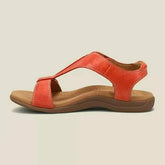 Vintage-Sandalen mit einfarbigem Klettverschluss